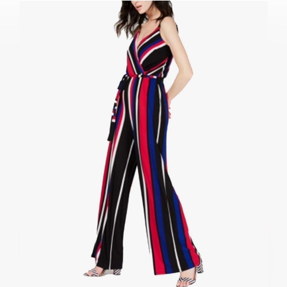 INC Women’s international Concept striped jumpsuit size XS adjustable straps